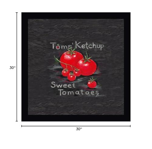 Canvas Art USA Toms Ketchup by Claudia Ancilotti - 30\" x 30\" Framed Canvas Art Print - Black Frame - Ready to Hang