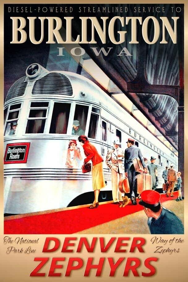 Generic Burlington Iowa Denver Zephyr Burlington Rt Railroad Train Poster Art Print 219(SIZE:16 x 24 inches)