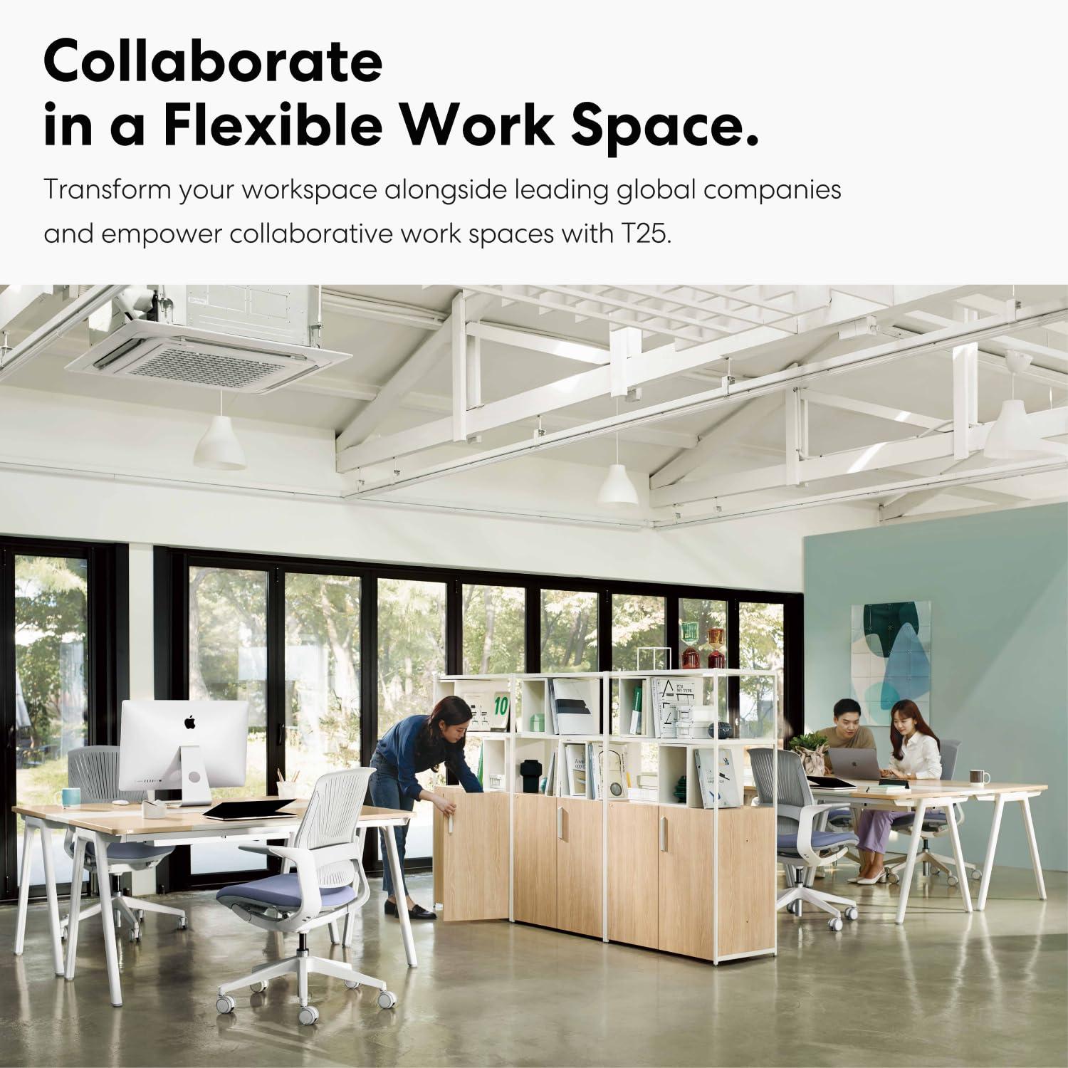 SIDIZ SIDIZ T25 Petite Ergonomic Office Chair : Home Office Desk Chair for Petite Women (4' 9" or Over), Adjustable Seat Height, Weight-Activated Auto Fit Tilt, Gaming Chair (White Mesh, Bright Blue Seat)