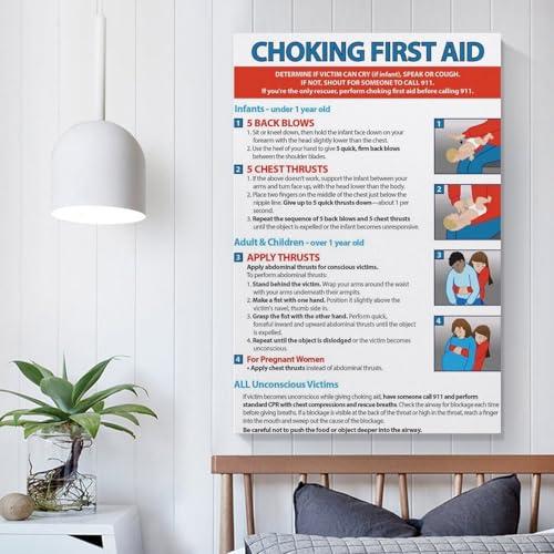 KAIZE Choking Poster - Heimlich Maneuver for Infants, Children & Adults Canvas Art Poster Poster for Room Aesthetic Posters & Prints on Canvas Wall Art Poster for Room 08x12inch(20x30cm)