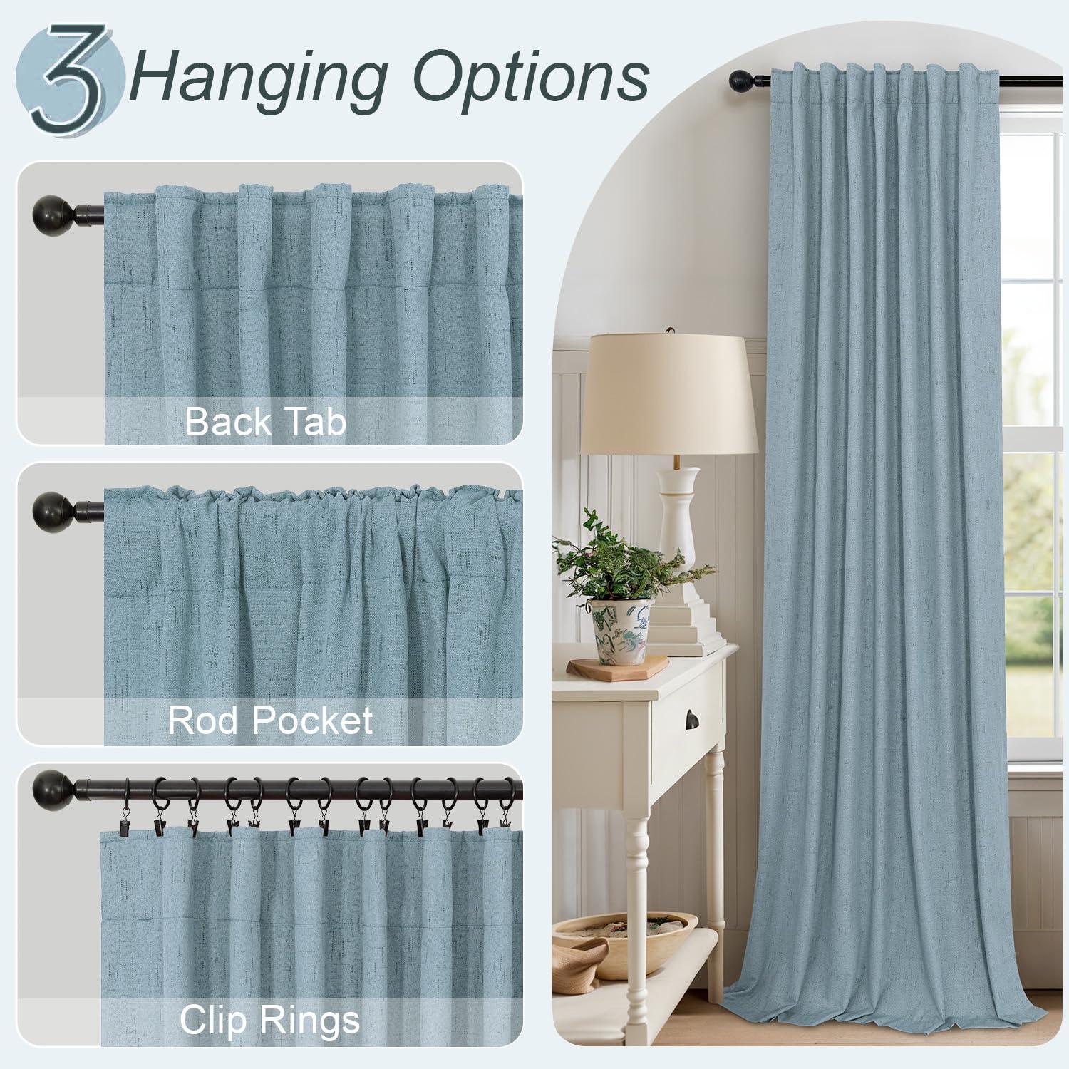 Pitalk Dusty Blue Curtains for Nursery Girls Boy Bedroom 72 Inch Length 2 Panels Complete Blackout Room Darkening Black Out Shades Insulated Thermal Light Blue Grey Curtains for Winter Summer Heat Blocking