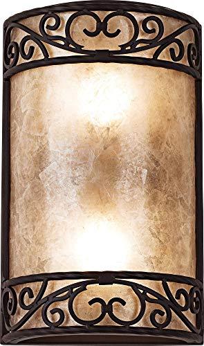 John Timberland John Timberland Natural Mica Rustic Wall Mount Light Fixture Walnut Brown Metal Iron Scroll 12 1/2" Curved Sconce Decor for Bedroom Bathroom Bedside Living Room Home Hallway Dining Kitchen