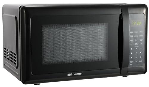 Emerson Radio Emerson MW7302B Compact Countertop Microwave Oven with Touch Control, LED Display, 700W, 10 Power Levels, 6 Auto Menus, Glass Turntable and Child Safe Lock, 0.7 Cu., Ft. Black