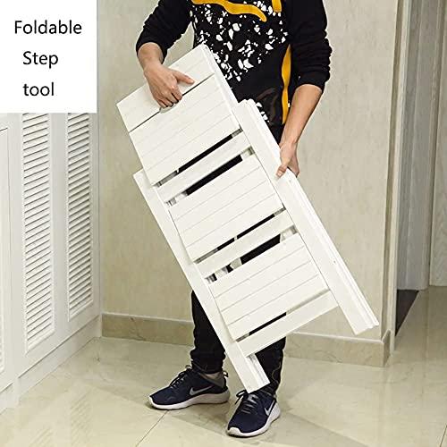LUNEZY Wooden Folding Step Ladder Folding Step Stool for Adults & Kids Kitchen Ladders Small Foot Stools Portable Shoe Bench/Flower Rack Durable