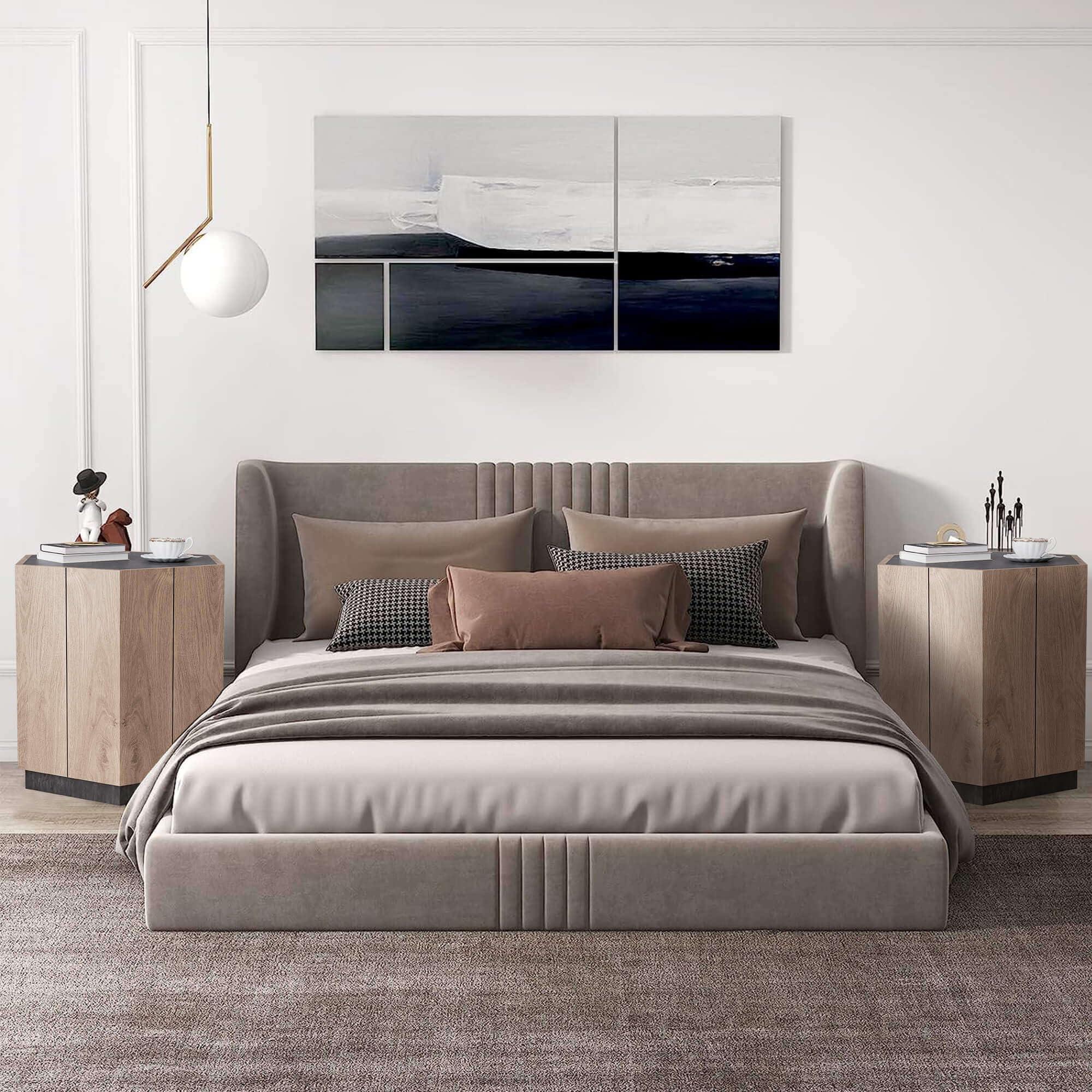 SAINTCY SANITCY Coffee Table Set of 3, 1 Pcs Hexagon Coffee Table and 2pcs End Tables Set with Drawers for Living Room Unique and Stylish Design Home Furniture