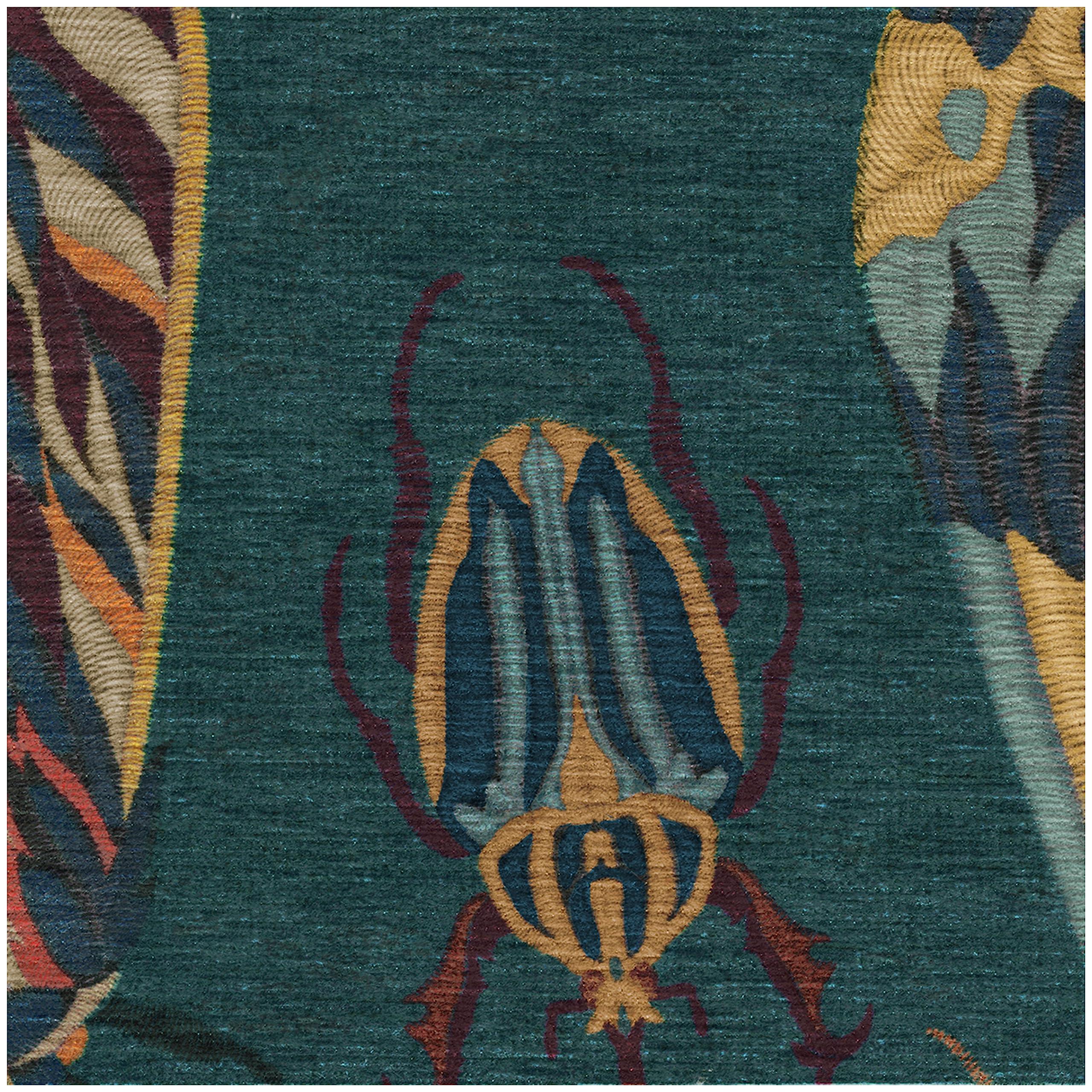 RUGGABLE RUGGABLE Washable 3x5 Area Rug, Flutterby Teal, Premium Modern Rugs for Living Room, Bedroom, Kitchen, Office, Classroom with Gripper Non Slip Pad, Iris Apfel