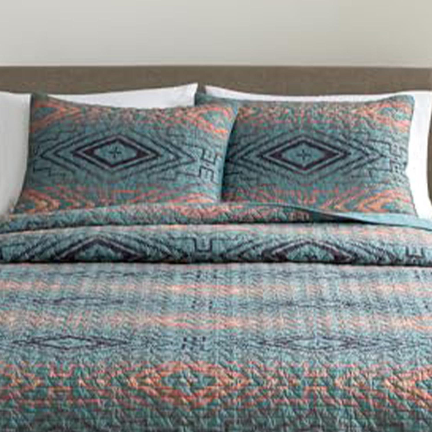 Pendleton PENDLETON 21730 Sunset Queen Comforter Sets, Cross Stitched Coverlet Set, Soft Printed Cotton Bedding Rustic Home Dcor, Full/Queen, Balsam Multi