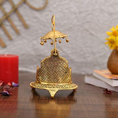 Frienemy Home Frienemy Presents Metal Singhasan Oval Shaped for Ganesha Krishna God Idols - Gold Plated Ladoo Gopal Pooja Chowki for Temple Mandir Puja Idol Decoration Items #Frienemy-0022