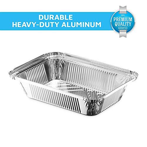 MontoPack MontoPack Disposable Takeout Pans with Clear Lids | 2lb Capacity Aluminum Foil Food Containers with Strong Seal for Freshness & Spill Resistance | Eco-Friendly & Recyclable | 50-Pack 8x5.5” Drip Pans