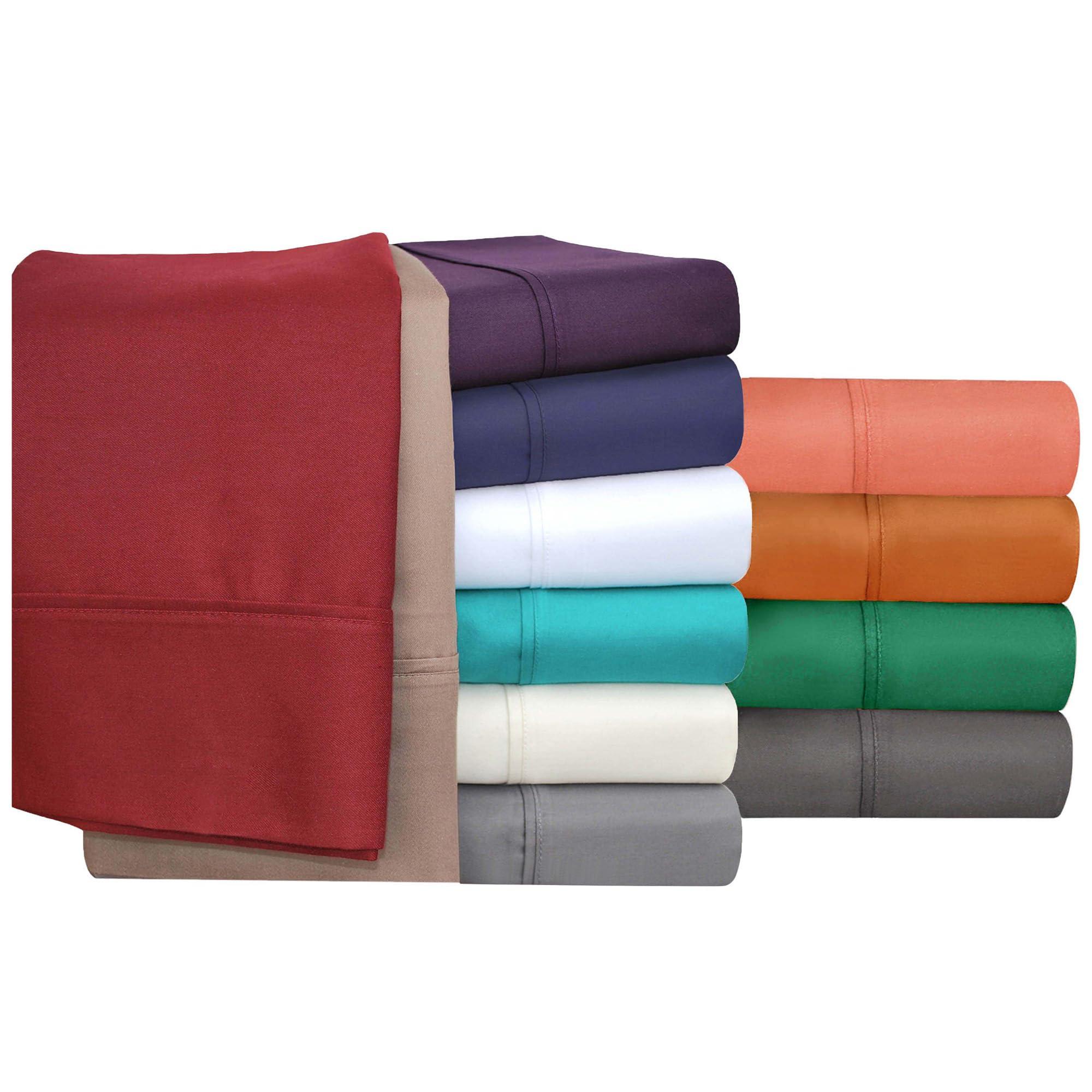 Superior Superior 800 Thread Count Cotton Rich Bed Sheet Set, Includes 2 Fully Elastic Deep Pocket Fitted Sheets, 1 Flat Sheet, 2 Pillowcases, Soft Bedding Basics, Master Guest Bedroom, Split King, Rust