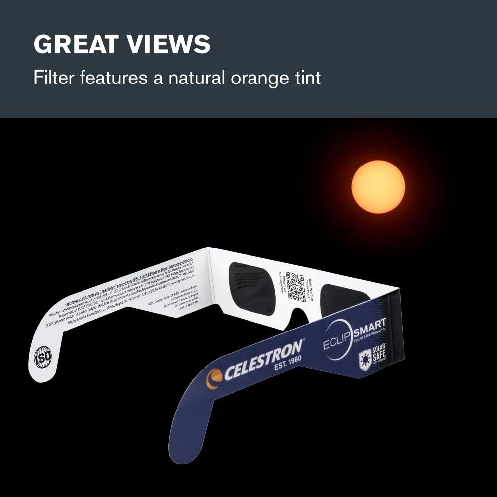 Celestron Celestron  EclipSmart Solar Shades Observing Kit  Meets ISO 12312-2:2015(E) Standards  Four Eclipse Glasses & Guidebook  Perfect for Safe Sun Viewing and Sunspots