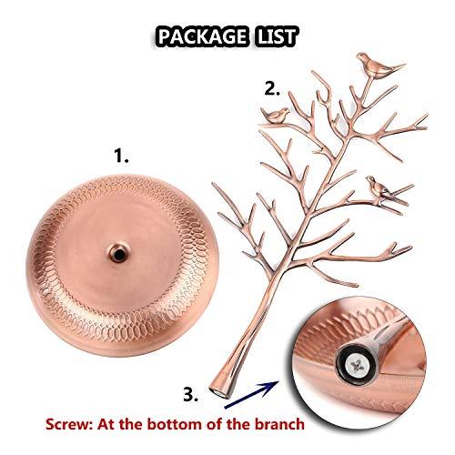 WELL-STRONG WELL-STRONG Jewelry Tree Necklace Earring Holder Modern Cute Bird Jewelry Stand for Women Girls Teen Bronze