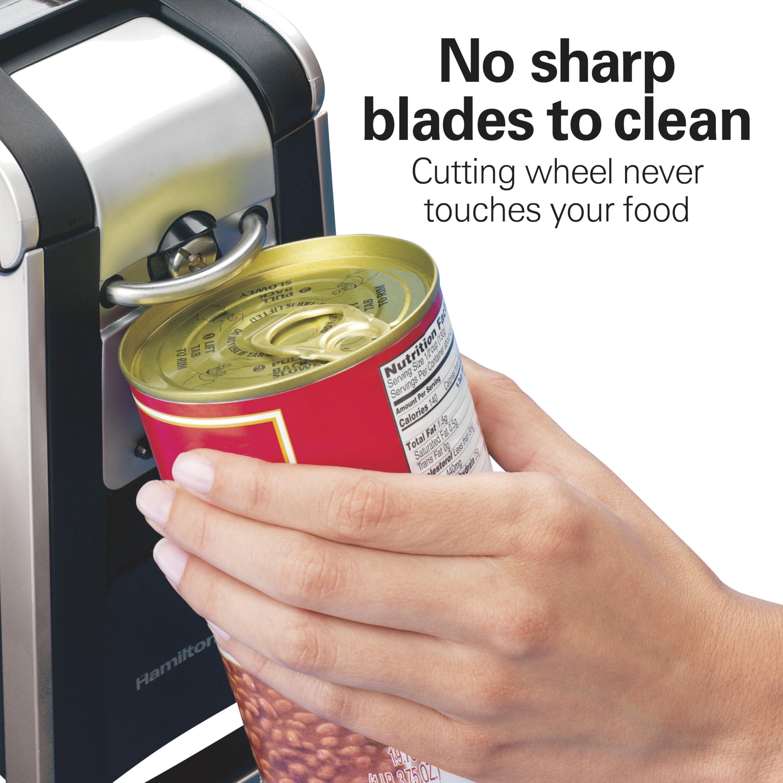 Hamilton Beach Hamilton Beach Smooth Edge Electric Automatic Can Opener for Kitchen with Easy Push Down Lever, Extra Tall, Includes Stainless Steel Scissors, Black and Chrome (76607)