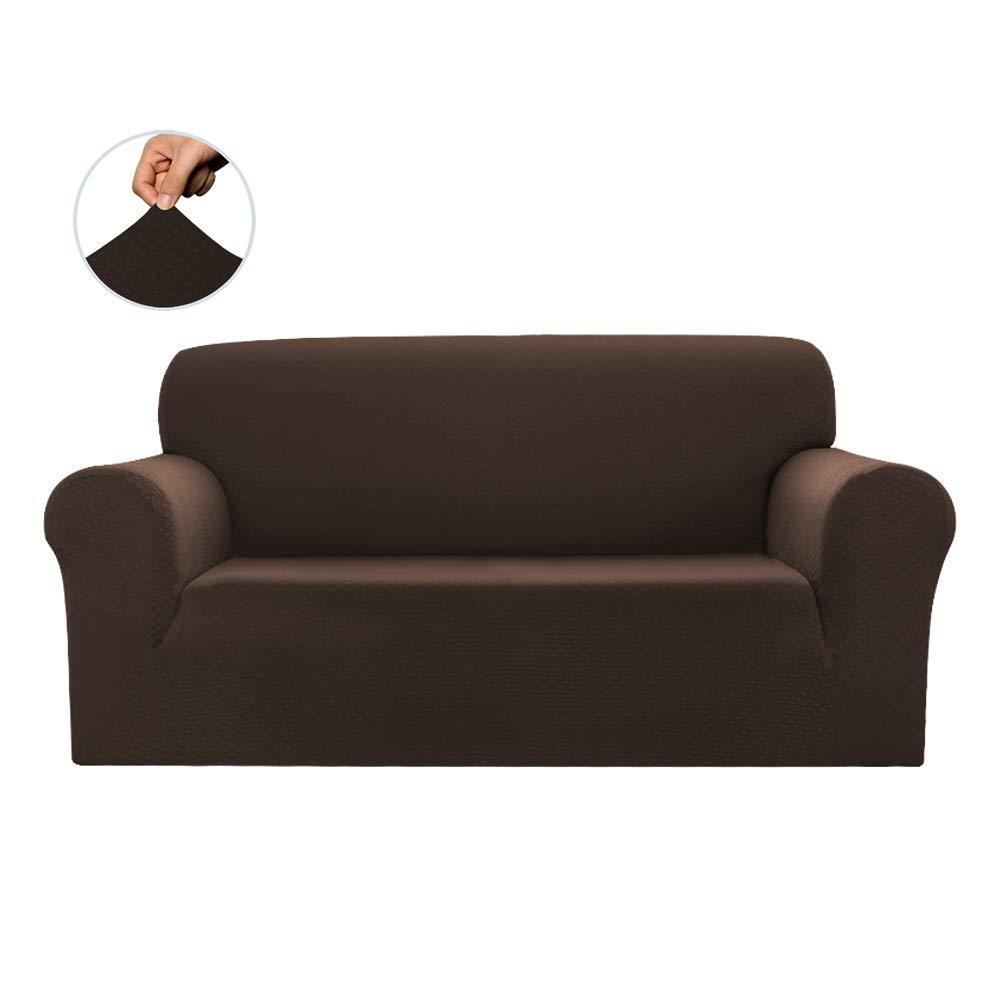Sapphire Home Sapphire Home 2-Piece Sofa and Loveseat Slipcovers, Couch Covers Set, Form fit Stretch, Wrinkle Free, Furniture Protector, Sofa Covers for Living Room, Diamond Pattern Polyester Spandex (Coffee)