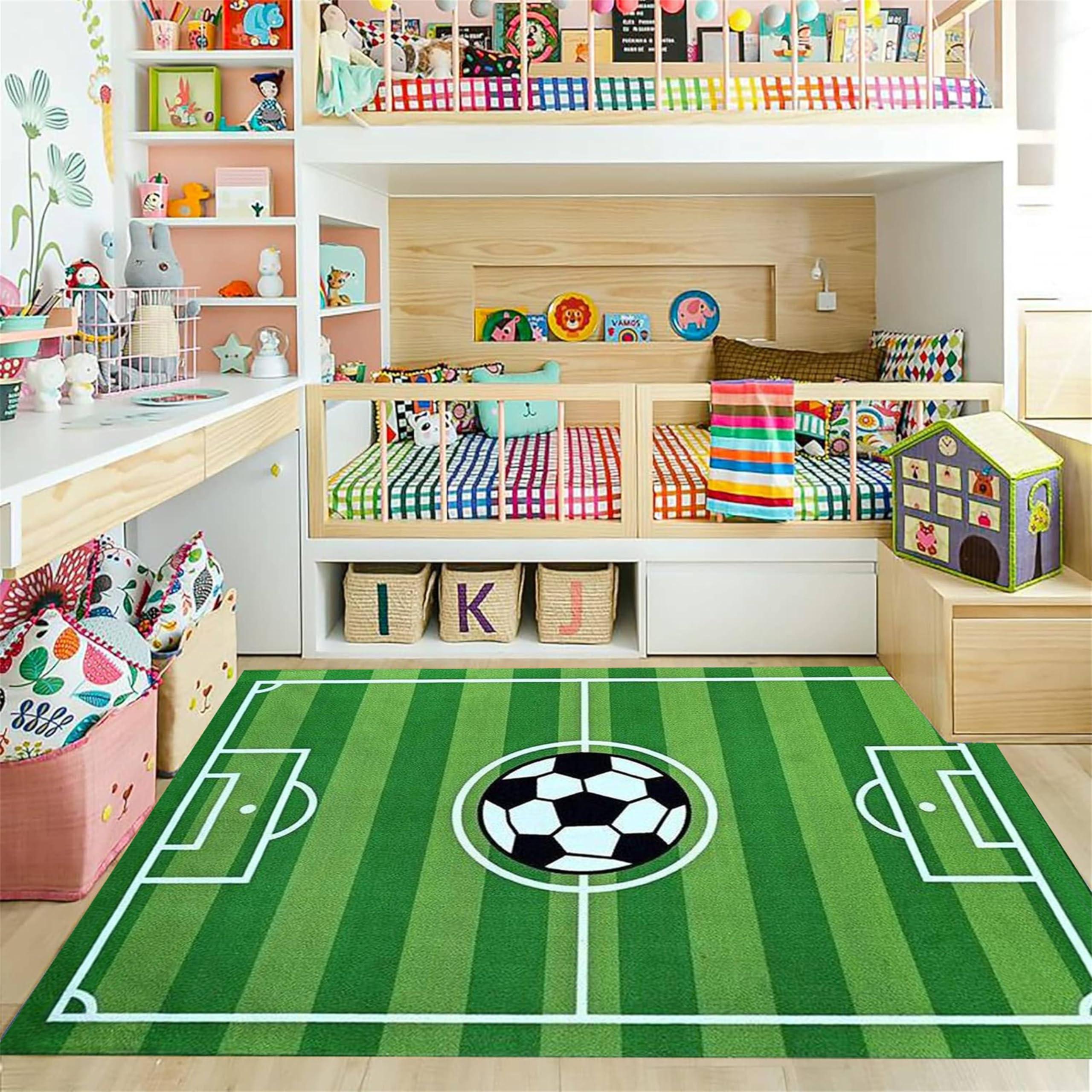 YJDRUG YJDRUG Football Rug for Boys Room5x7ft,Non Slip Football Field Rug,Playmat Area Rugs for Kids Roomsfor Living Dinning Room Bedroom Kitchen Hallway Office Modern Home Decorative