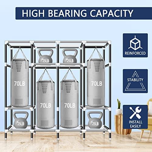 LOKEME LOKEME Portable Closet, 67 Inch Wardrobe Closet for Hanging Clothes with 4 Hanging Rods, 25mm Steel Tube Clothes Storage Organizer for Extra Sturdy, Quick and Easy to Assembly, Gray Cover