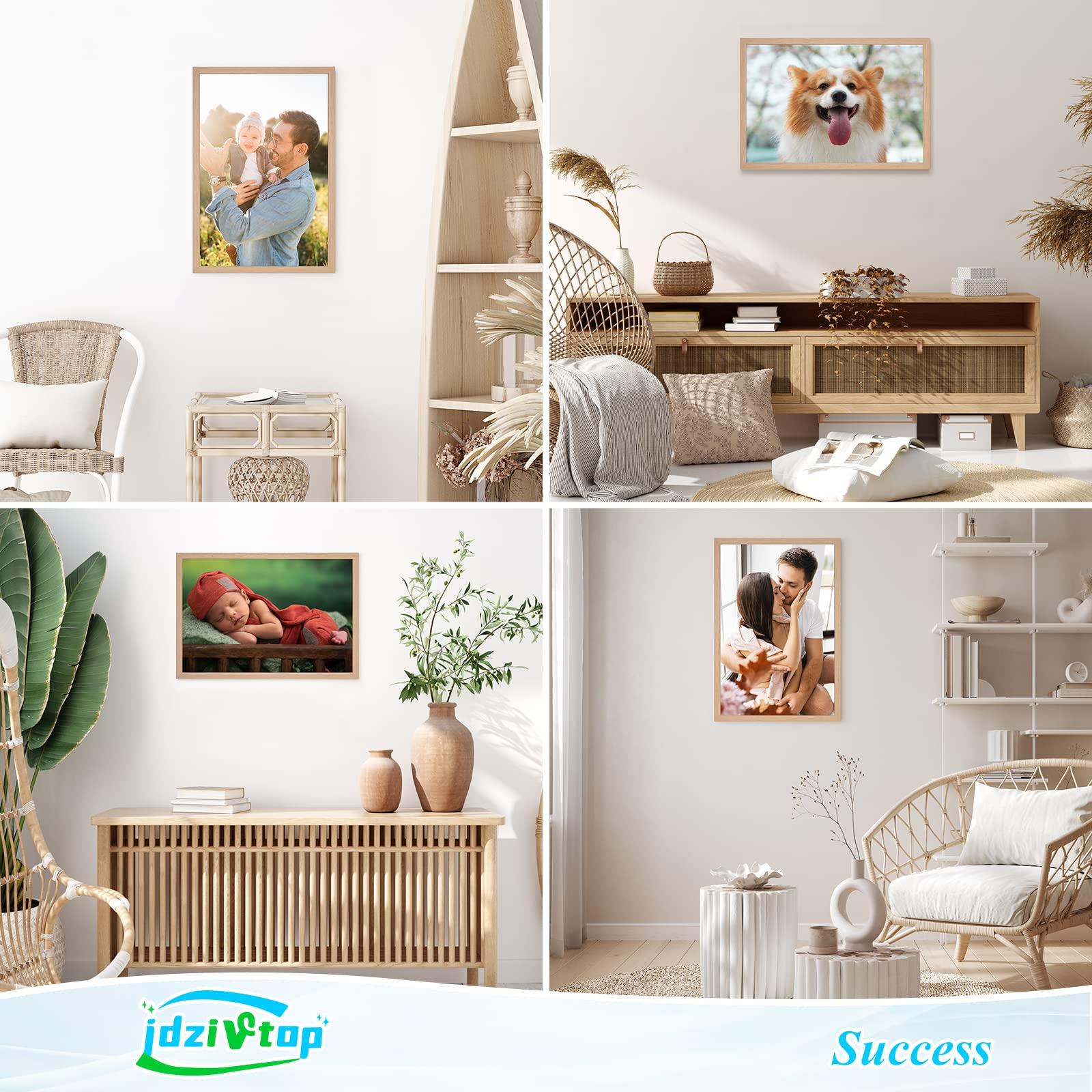 JDZIVTOP 11x15 Frame Natural Woodgrain,Rustic 15x11 Picture Frame Beige, Art Pic Hanging Poster Frame, 11 by 15 Gallery Family Concert Portrait Photo Frame Anniversary/Birthday/Wedding/Thank you/Christmas Gift