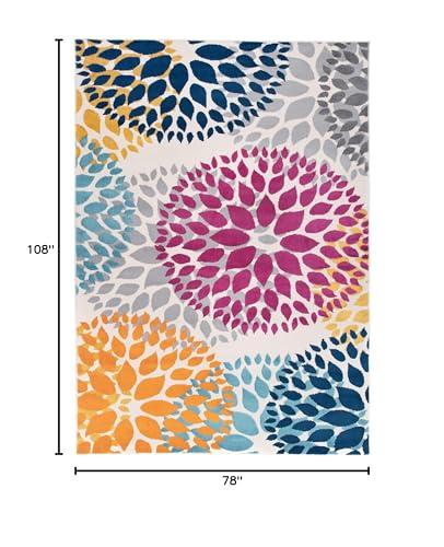 Rugshop Rugshop Modern Floral Circles Design for Living Room,Bedroom,Home Office,Kitchen Non Shedding Area Rug 6' 6" x 9' Multi