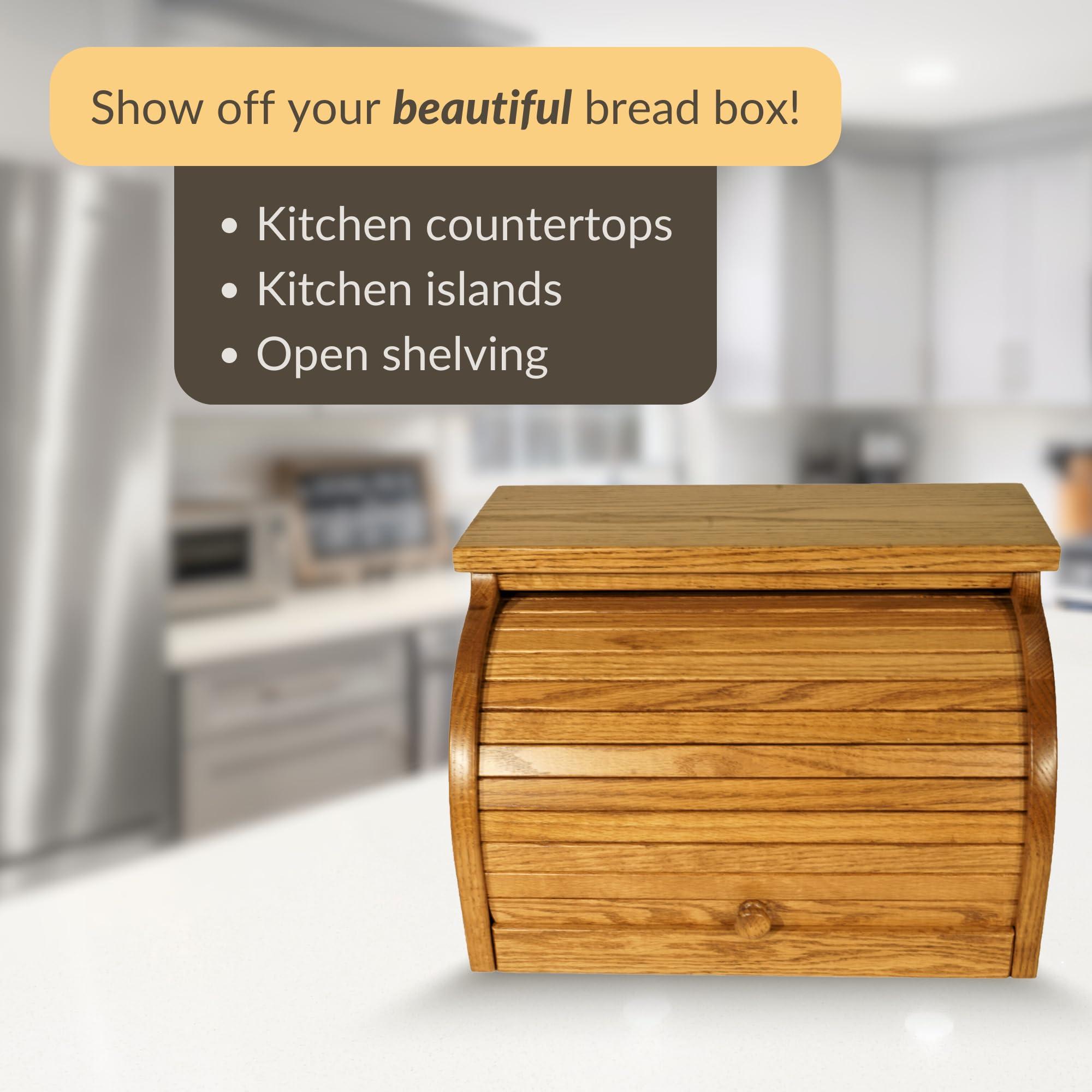 DutchCrafters DutchCrafters Amish USA Made Solid Wood Countertop Bread Box, Bread Holder for Kitchen Counter, Large Bread Box for Kitchen Countertop (Oak - Chestnut)