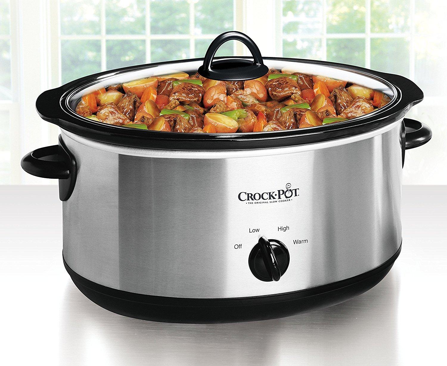Crock-Pot Crock-Pot 7 Quart Oval Manual Slow Cooker, Stainless Steel (SCV700-S-BR), Versatile Cookware for Large Families or Entertaining