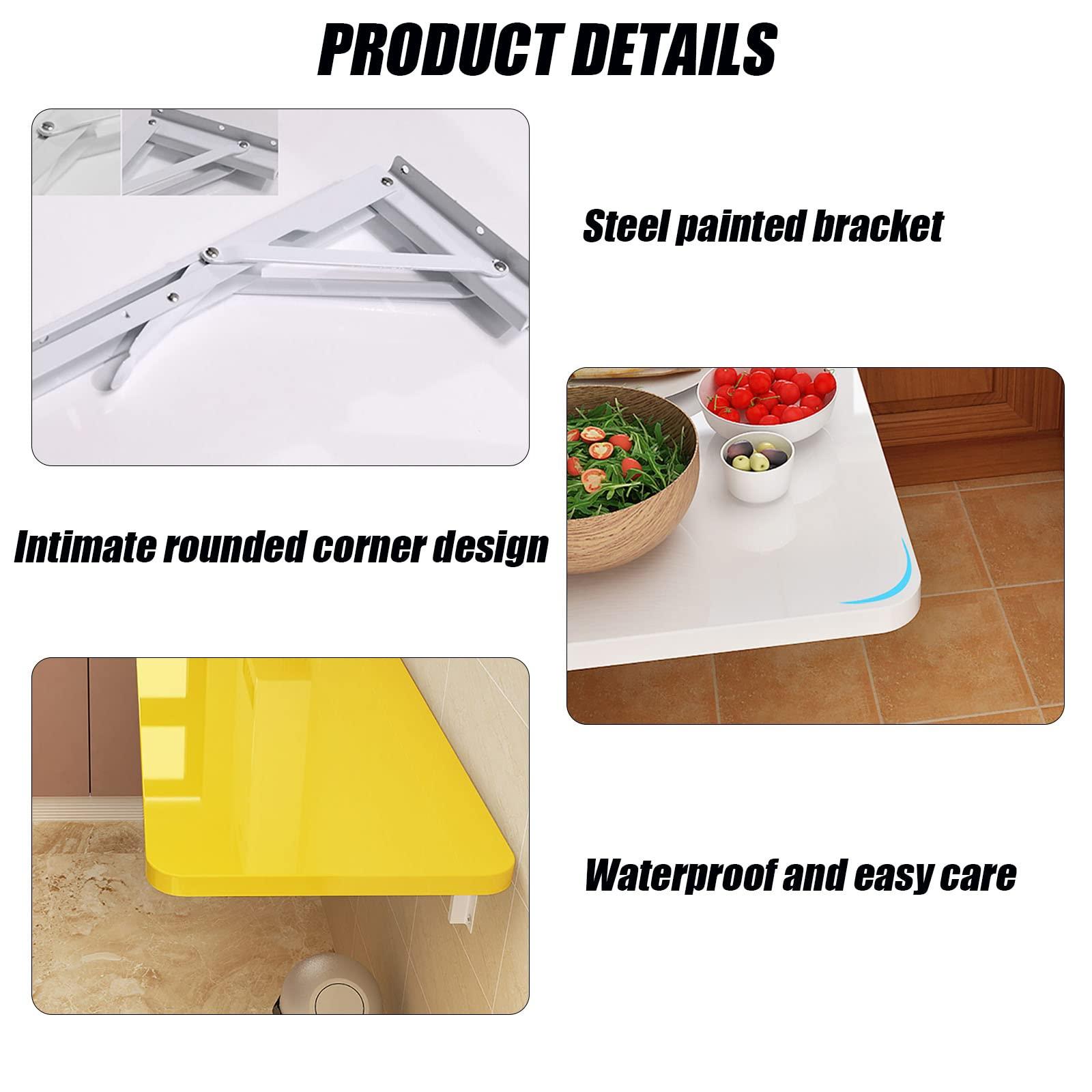 OCAZI OCAZI Wall Mounted Desk Wall Mounted Folding Table Drop Leaf Tables for Small Spaces, Wall Mounted Table Fold Down Floating Desk for Laundry Room/Study/Bedroom 50x50cm/20x20in red