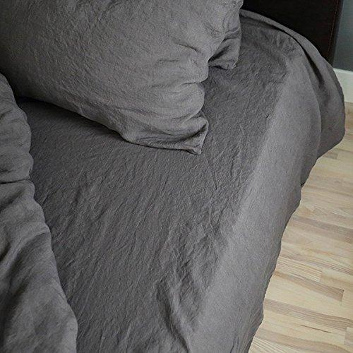LinenMe LinenMe Stone Washed Bed Linen Flat Sheet, Steel Grey