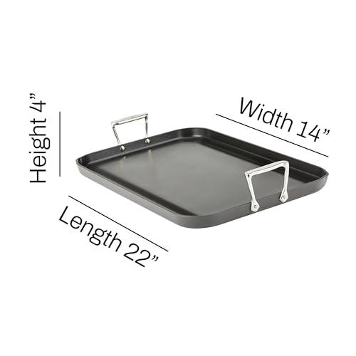 All-Clad All-Clad HA1 Hard Anodized Nonstick Griddle 13x20 Inch Oven Broiler Safe 500F Pots and Pans, Cookware Black