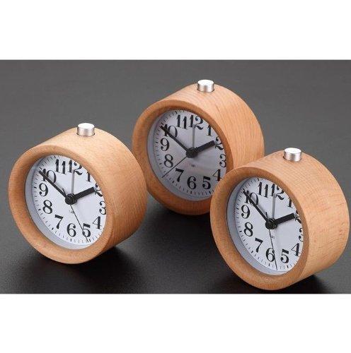 glomarts Glomarts Round Wooden Silent Desk Alarm Clock with Nightlight