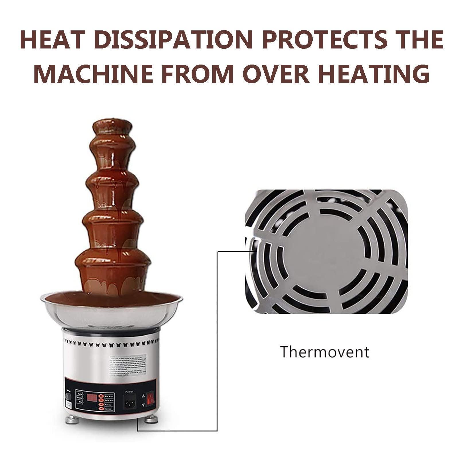 JavoN 5 Tier Stainless Steel Chocolate Fondue Fountain - 4Kg Capacity, Electric Stainless Chocolate Melts, Digital Display Control & Removable, Nuts Or Party, Cooking Household Birthday Christmas