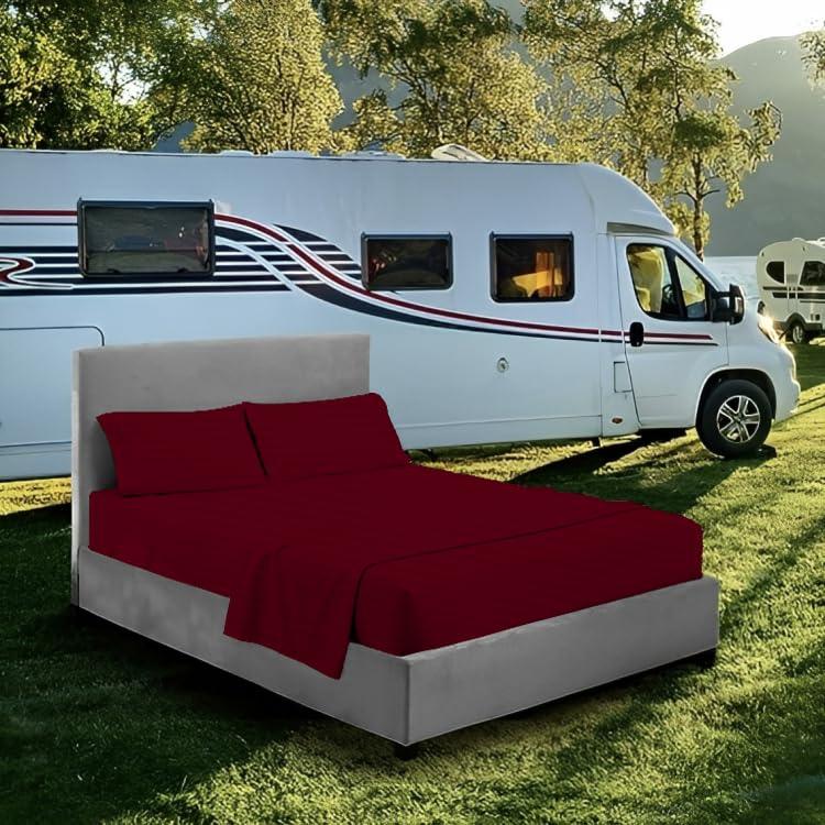 Silentnight Silentnight RV King (72X80) Burgundy Stripe 100% Egyptian Cotton Sateen Sheet Set, 800 Thread Count Soft & Smooth Durable 4 Piece Set 15\" Inch Deep Pocket Wrinkle & Fade Resistant