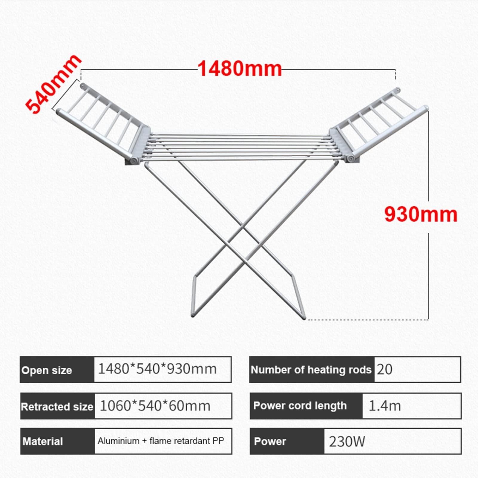 RLN STORE 230W Electric Heated Clothes Airer Dryer, 18 Bars Winged Electric Heated Clothes Drying Rack,45-55 Constant Temperature,Aluminium Alloy,for Bathroom Laundry Room
