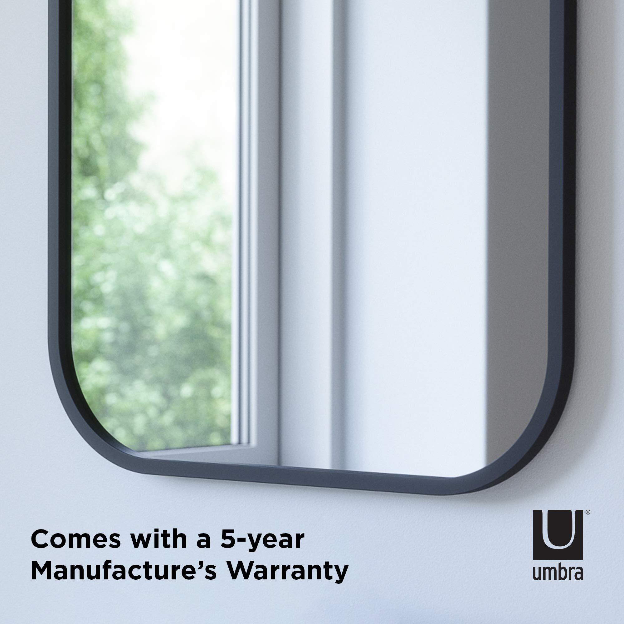 Umbra Umbra Hub Rectangular Wall Mirror with Rubber Frame, Modern Decor for Entryways, Washrooms, Living Rooms, Black