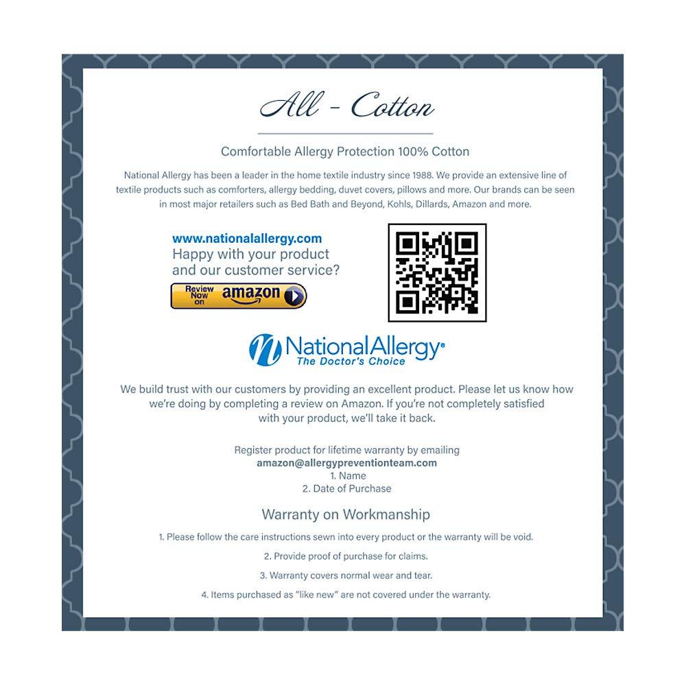 National Allergy National Allergy Complete Bedding Set - Queen Size - 100% Cotton Hypoallergenic Pillow (2 Pack) & Mattress Protector (12-Inch Deep), & Duvet Cover