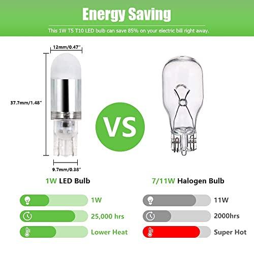 Makergroup Makergroup T5 T10 Wedge Base LED Light Bulbs 12VAC/DC 1Watt Warm White 2700K-3000K for Outdoor Landscape Lighting Deck Stair Step Path Lights and RV Travel Tailer Lights 6-Pack