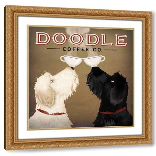 ArtDirect Fowler, Ryan 20x20 Gold Ornate Frame and Double Matted Museum Art Print Titled Doodle Coffee Double IV