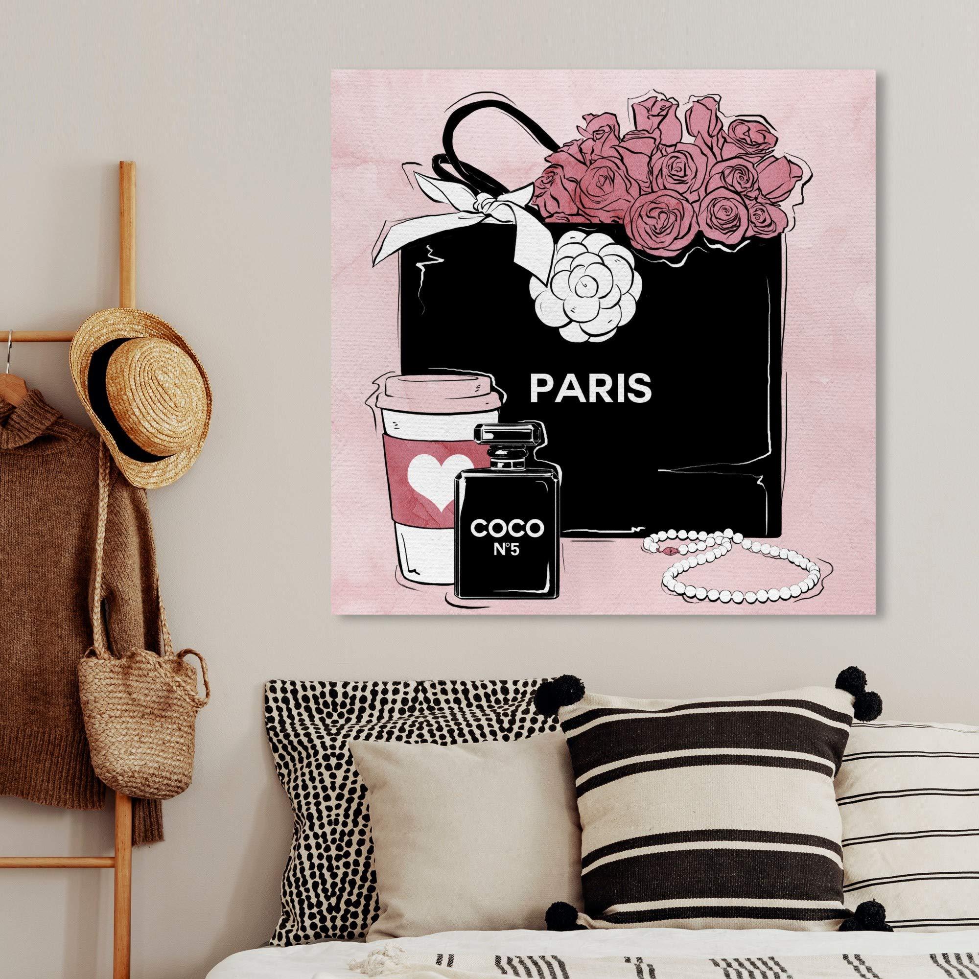 The Oliver Gal Artist Co. The Oliver Gal Artist Co. Fashion and Glam Wall Art Canvas Prints \'Shopping and Coffee\' Home Dcor, 30\" x 30\", Pink, Black