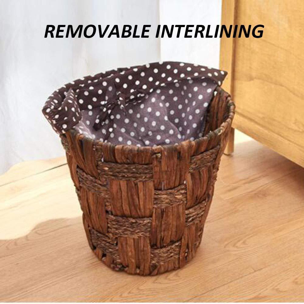 YKLL YKLL Trash Can Round Rattan Waste Basket,small Wicker Woven Storage Baskets,square Decorative Trash Can With Liner,office Waste Bin Recycle Bin For Cafe,home Trash Bin (D 17.5x17.5x21.5cm)