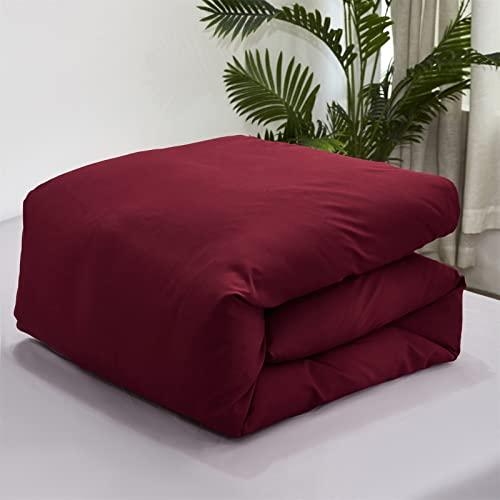 Luxlovery Luxlovery Burgundy Comforter Set Dark Red Bedding Set Full Maroon Marsala Wine Red Solid Soft Breathable Claret Blanket Quilts Maroon Comforter Set Women Girls