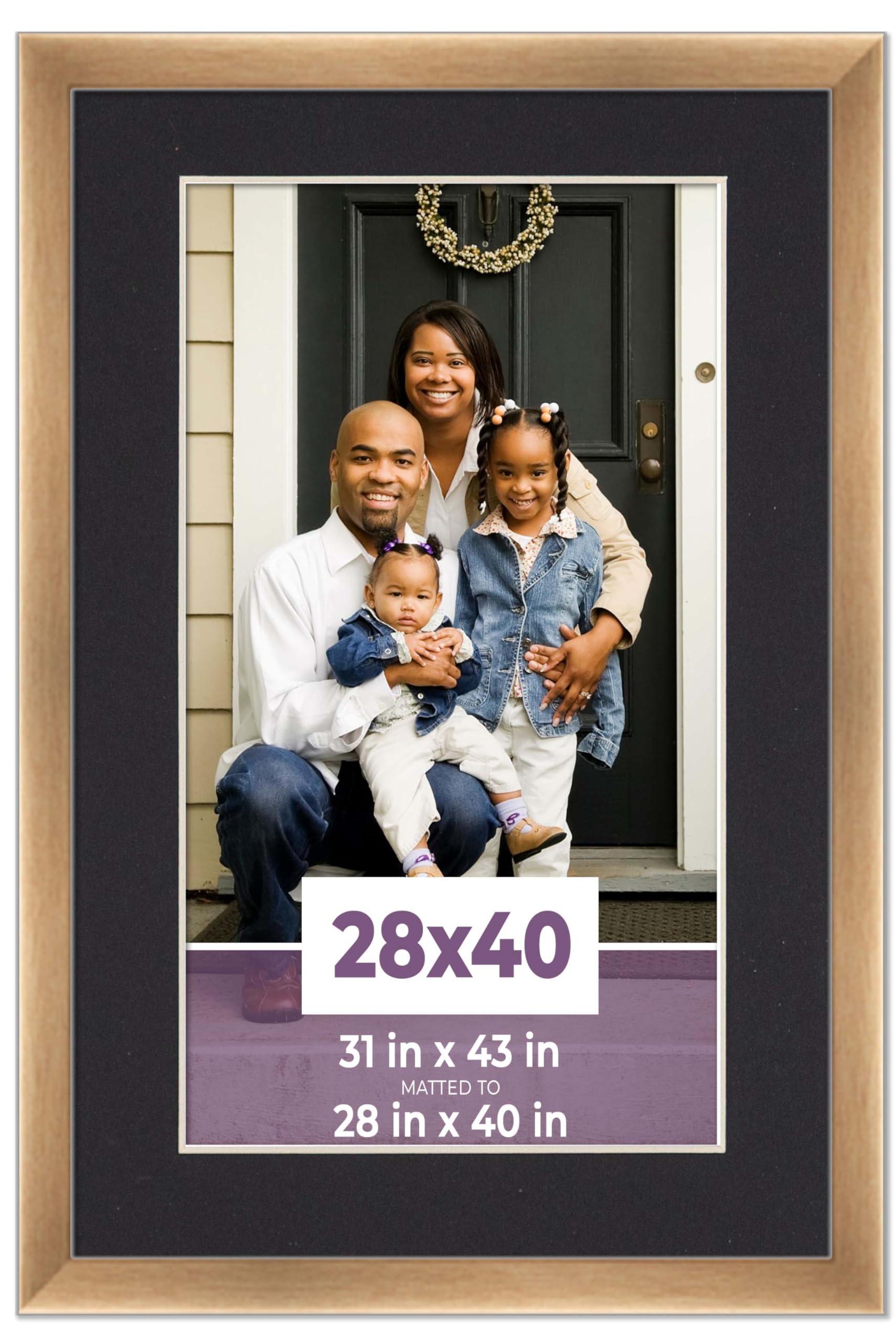 CustomPictureFrames.com CustomPictureFrames.com 28x40 Frame Bronze with Black Picture Mat for 28x40 Photo - Bronze 31x43 Frame to Display Print or Poster Measuring 28x40 Inches with Black Photo Mat