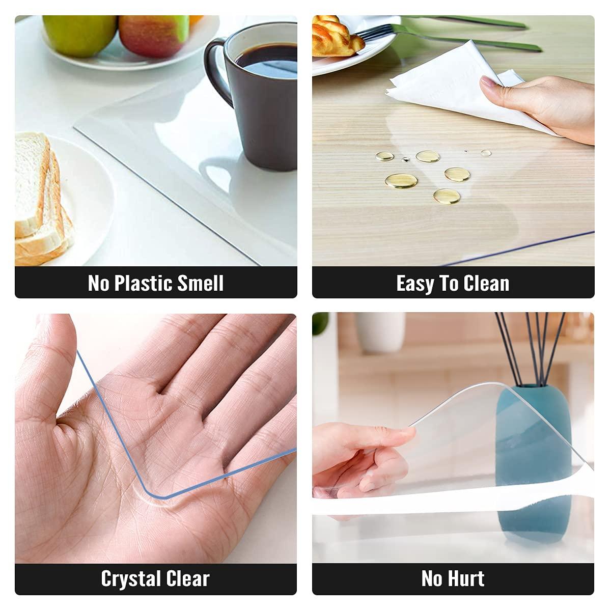 Royhom Royhom Clear Table Cover Protector 2mm Thick, 54 x 120 Inch Table Protector for Dining Room Table, Waterproof Plastic Table Cover Square, Dining Table Protector for Wood, Kitchen Table