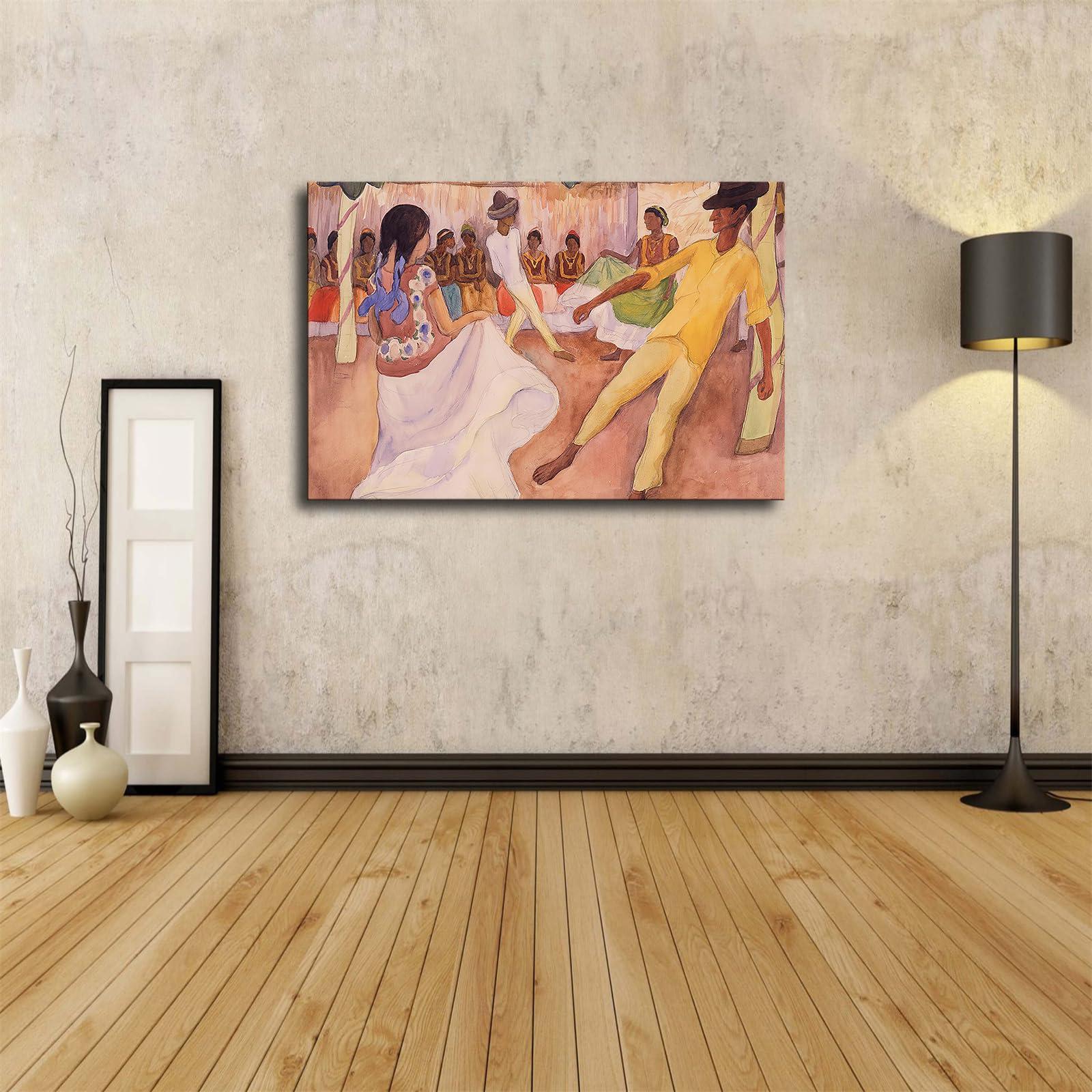 BaydoG Diego Rivera Prints Baile En Tehuantepec Canvas Poster Modern High Definition Aesthetic Holiday Gift Home Wall Art Canvas Painting Decoration (Unframed,1218inch)