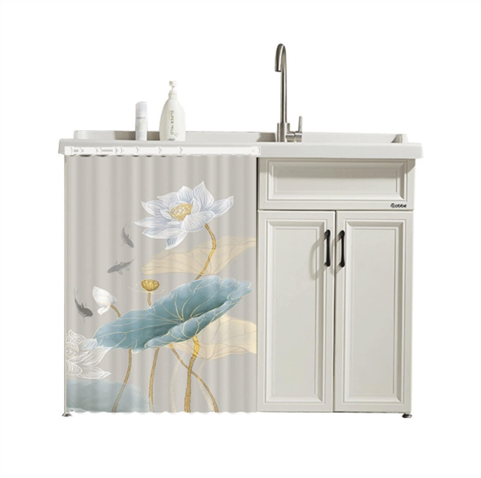 GDSCSKKS GDSCSKKS Balcony Dust-Proof Sliding Rail Curtain, Sunscreen Curtain, Cabinet Curtain, No Nails, Simple Installation (Color : Flowers, Size : Width 90*Height 120cm)