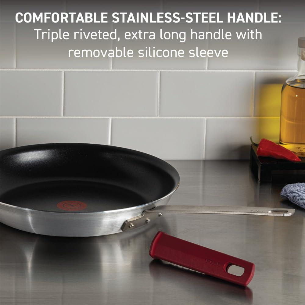 T-fal T-fal Professional VX3 Brushed Nonstick Fry Pan with Stainless Steel Handle 12 Inch, Oven Broiler Safe 400F, Cookware, Pots and Pans, Skillet, Restaurant & Business Grade, Certified NSF and CBA, Black