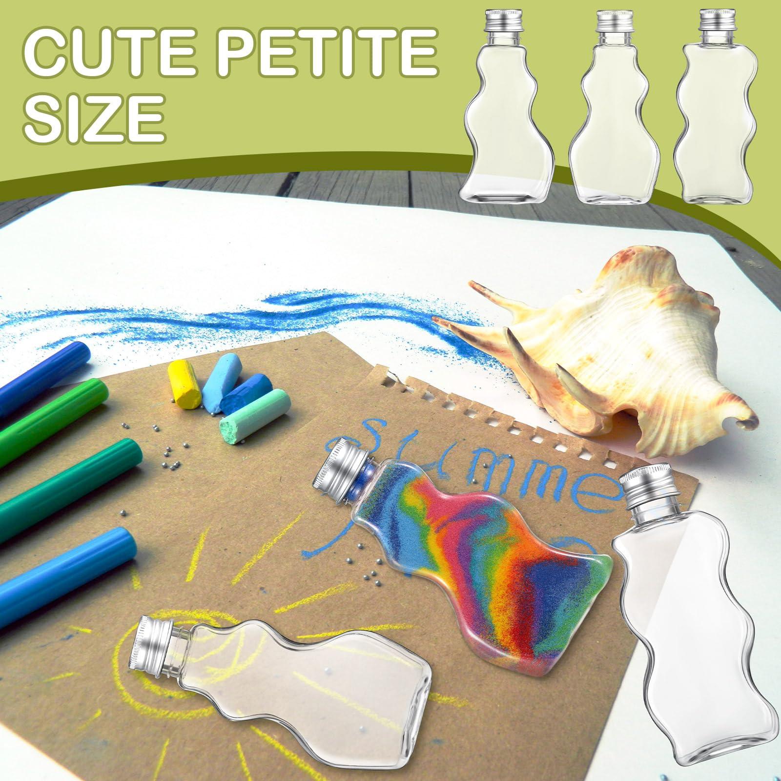 Yaomiao Yaomiao 30 Packs 2.5 oz Plastic Sand Art Bottles with Lids for Kids 3 Style Sand Art Clear Container for Wedding Invitation Fun Craft Supply Boy Girl Decoration(Silver Lid,Aluminum Lid)