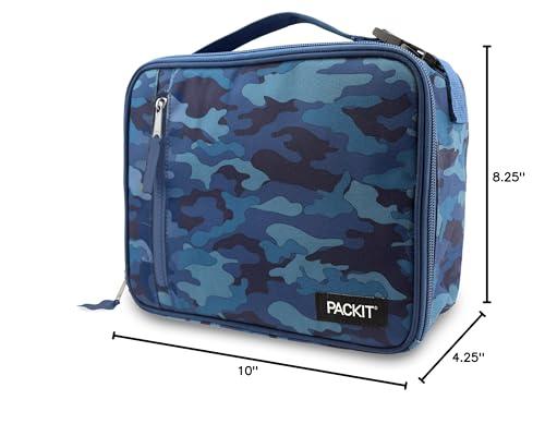 PackIt PackIt Freezable Classic Lunch Box, Blue Camo, Built with EcoFreeze Technology, Collapsible, Reusable, Zip Closure With Zip Front Pocket and Buckle Handle, Designed for Lunches