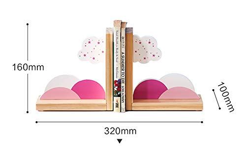 JAH Pink Clouds Bookends for Kids Wood Nursery Room Decorative Bookends Girls Room Bookends Decor Girls Gift Idea 1 Pair of 2