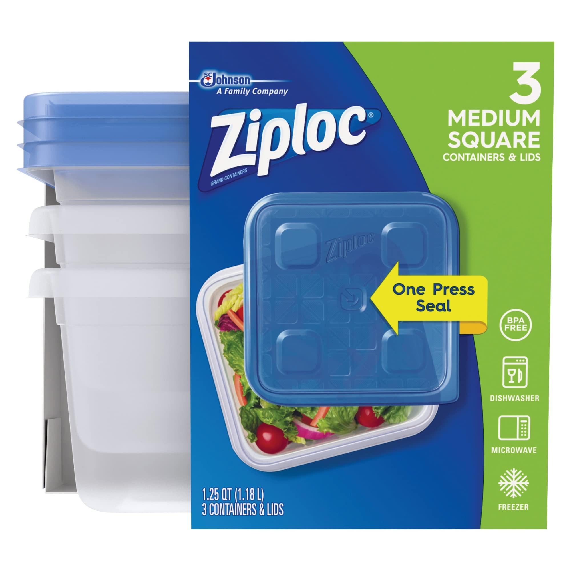 Ziploc Ziploc Plastic Food Storage Container Set, Clear, Pack Of 3