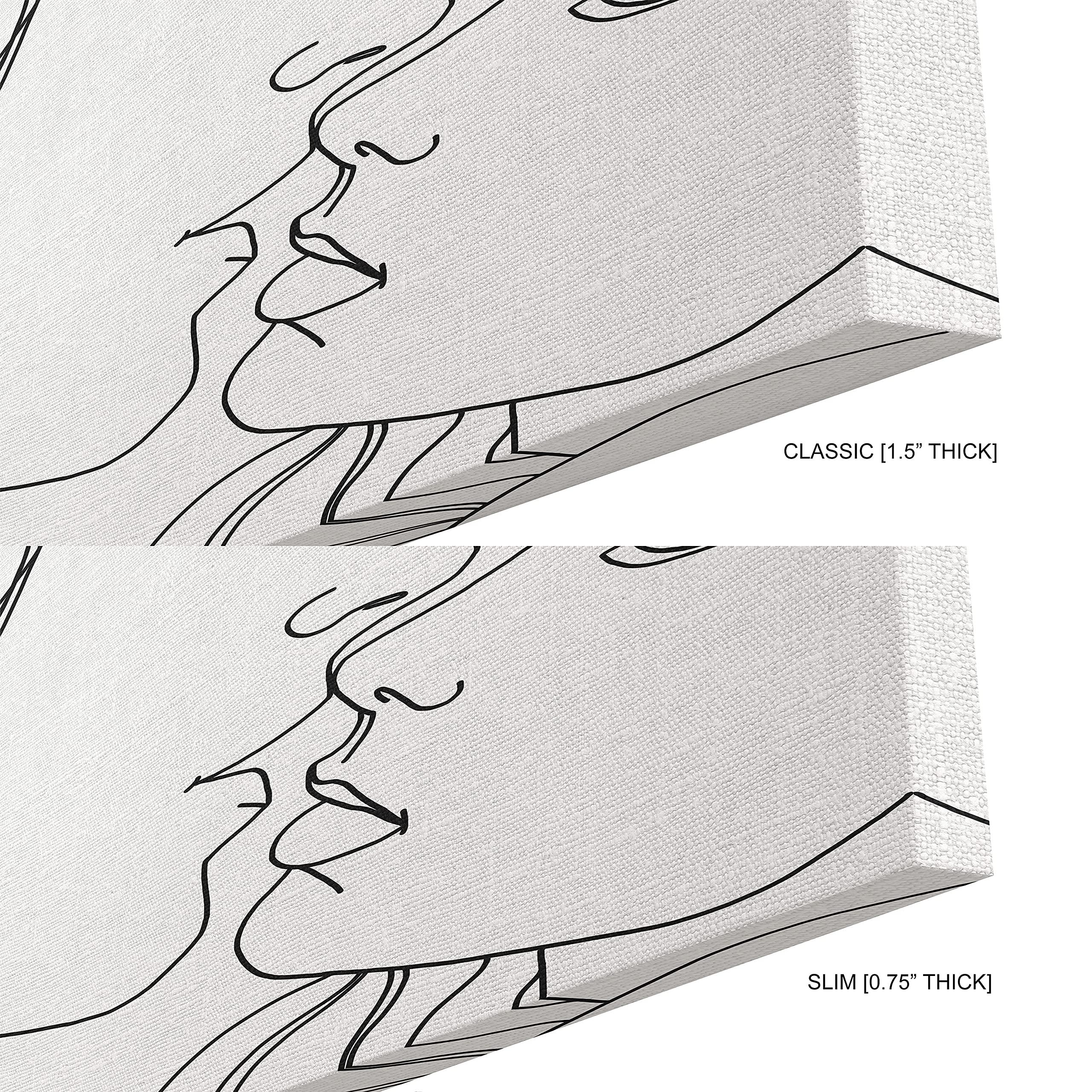 INTALENCE ART INTALENCE ART Couple Kiss Line Drawing Wall Art Decor Modern Minimalist Print on Canvas, 24x32 inches Romantic Lovers Picture Home Decor,Unique Black and White Living Room and Bedroom Poster Decoration. Classic Wrapped Artwork. Easy and Ready to Hang