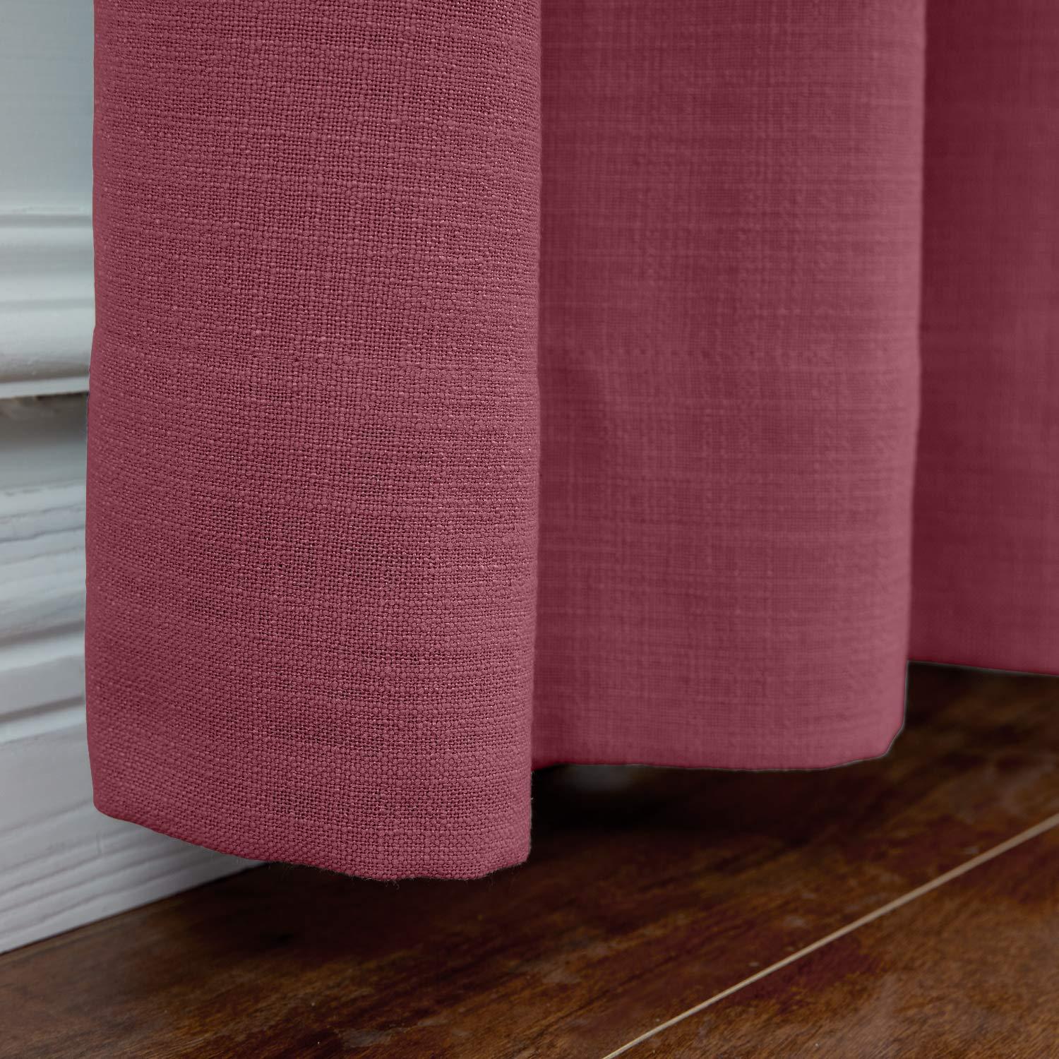 Frelement Frelement Natural Linen Curtains with Blackout Lining Privacy Room Darkening 4 in 1 Header Drapes for Cafes, Club, Office, Burgundy Red, 100" W x 96" L, 1 Panel