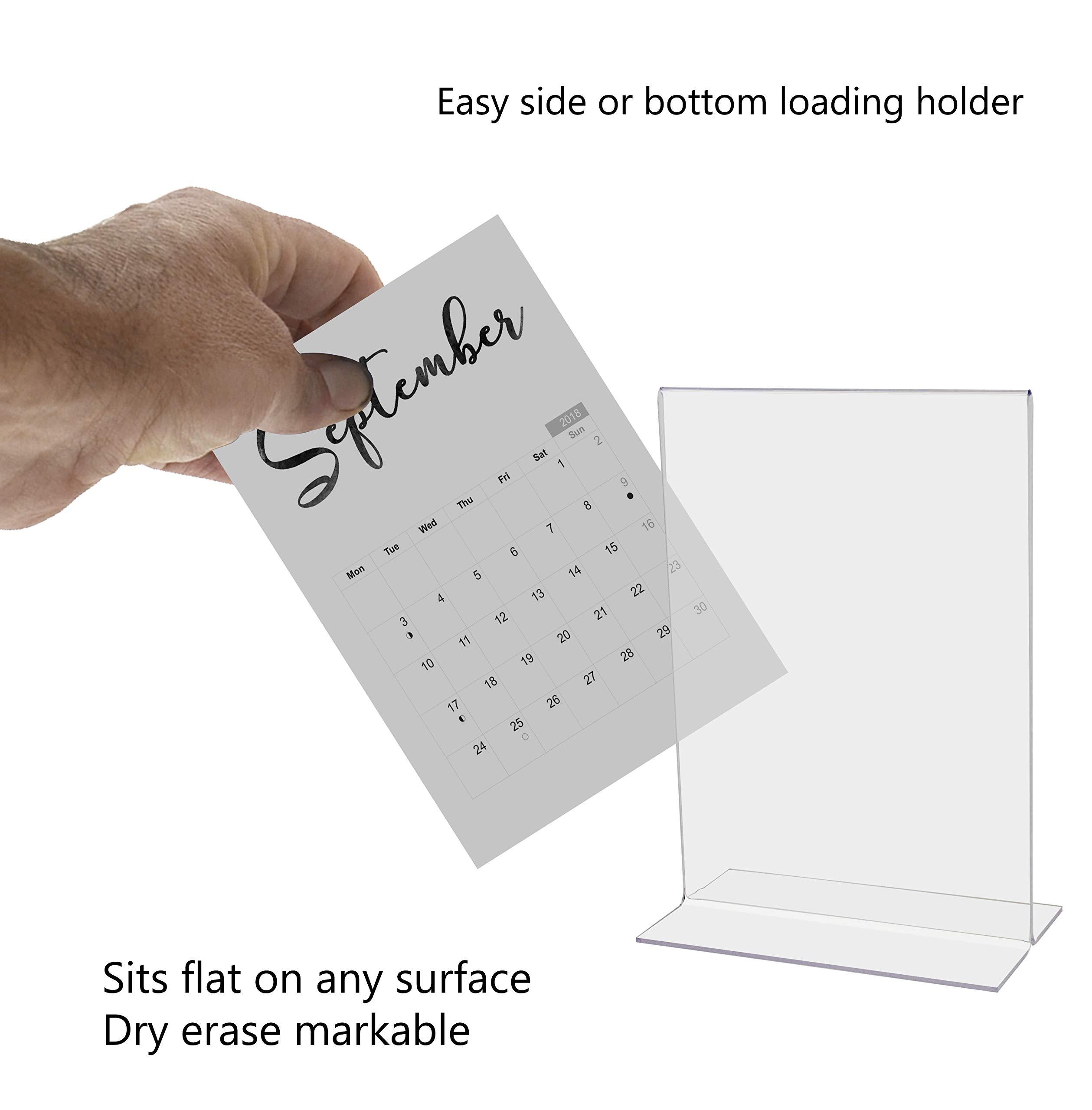 Marketing Holders 6 Pack Sign Holder 5.5 x 8.5 Inch Double Sided Clear Acrylic Frame for Countertops Vertical Literature Menu Pricing Deli Bottom Loading Table Tent Display by Marketing Holders